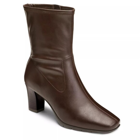 Aerosoles Women's Cinnamon Heeled Tailored Booties - Brown - Picture 1 of 5